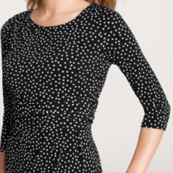 Ann Taylor Black and White Cinched Waist 3/4 Sleeve Sheath Dress Size 12 - Picture 2 of 11